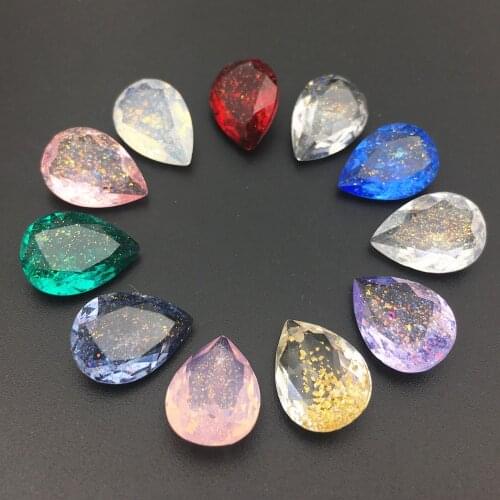 Water Drop Transparent Fancy Resin Rhonestones Teardrop 10x14 13x18mm Jewelry Accessories Pointback Pear Stone DIY Material
