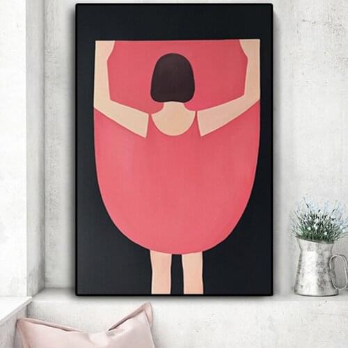 Cute Pink Dress Skirt Girl Canvas Paintings Posters and Prints Wall Art Picture for Living Room Home Decoration