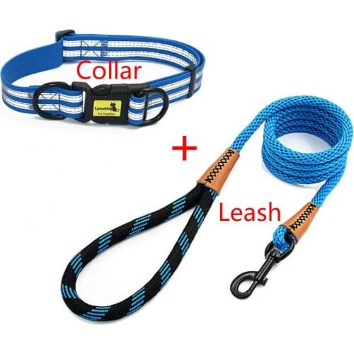 Dog Collar Leash Set Soft Waterproof Adjustable Dogs Collars Lead Padded with Safety Buckle for Small Medium Large Dogs