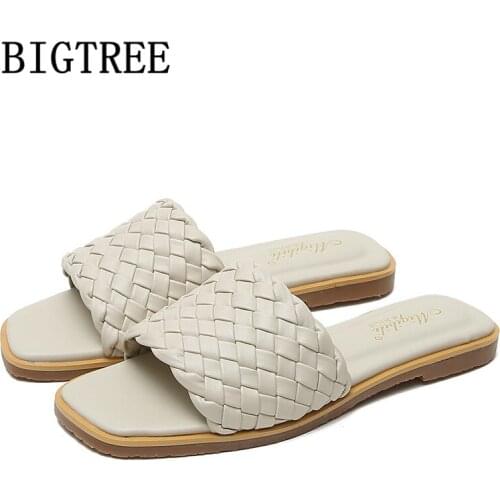 Leather slippers women summer ladies shoes designer slides for women shoes dames slippers plus size women shoes beach slippers