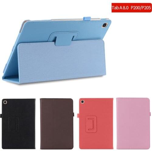 Litchi Flip Stand Leather Cover Funda Capa Case For Samsung Galaxy Tab A 8.0 2019 S-Pen P200 P205 SM-P200 SM-P205 Tablet Coque