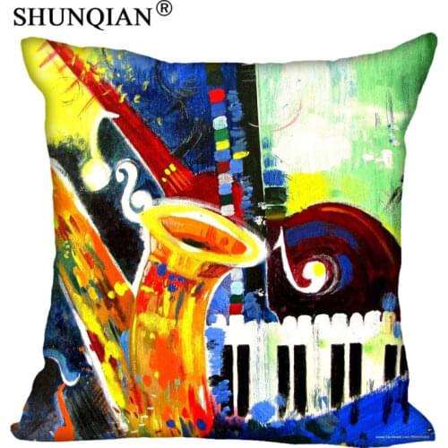 Nice Music Art Pillowcase Satin Fabric Pillow Cover Square Zipper Pillow Cases Home Office Wedding Decorative Friend Gift