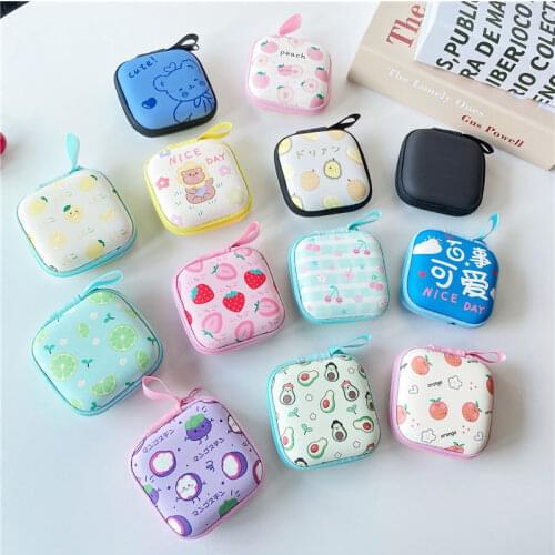 Mini Cartoon Zipper Storage Bag For Airpods 2 Pro Wireless Headphone Case USB Cable Protective Box Key Coin Wallet Accessories