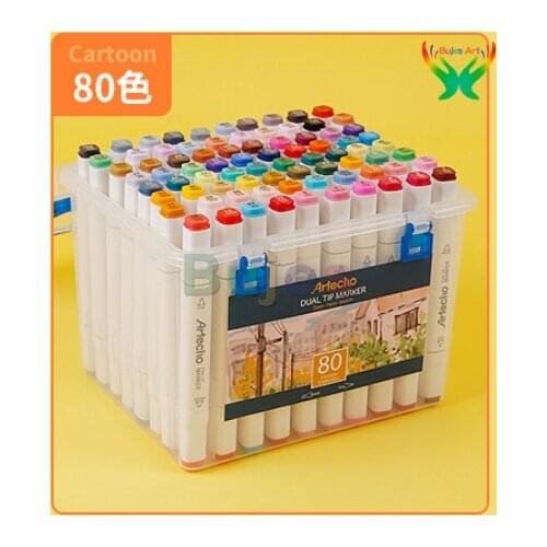 Mont Mart 30/40/60/80 color cartoon set Marker set art student double head animation design oily color painting brush beginners