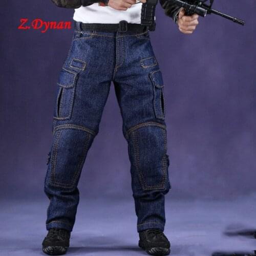 1/6 Male military Pants blue combat pants jean Pants loose blue Overal for 12 inch TBLeague PH Action Figures body jiaou doll