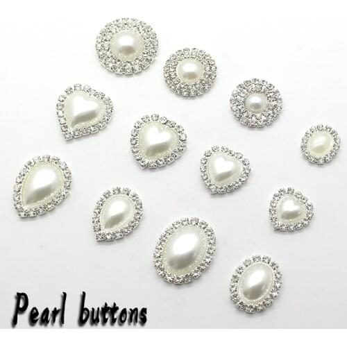 New wholesale price White man-made Pearl Beautiful Silver Buttons 10pcs/Lot Handwork Festive Party Warm and Romantic Love Decor