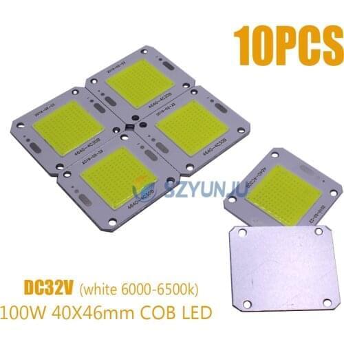 New 100W 40x46mm COB LED Chip Pure white 6000-6500K 100LM/W LED Chip Source for Flood Light DC30-36V 10PCS