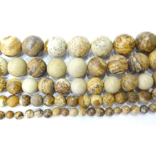 Wholesale Natural Stone Picture Jaspers Round Beads 15" Strand 4 6 8 10 12MM Pick Size For Jewelry Making DIY bracelet necklace