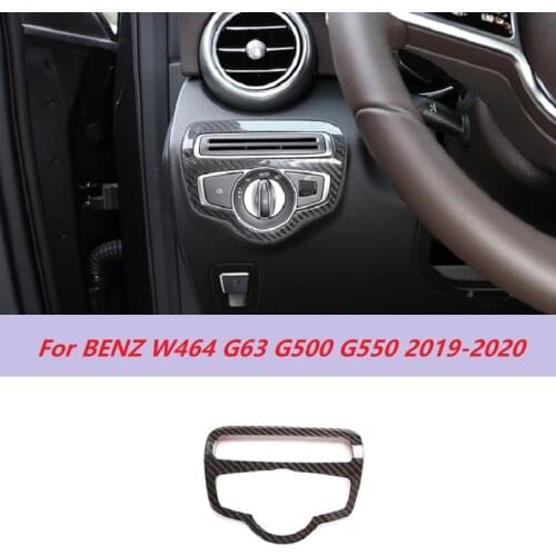 Dry Carbon Fiber Headlight Switch Button Frame Cover Panel Car Accessories Fit For Mercedes BENZ W464 G63 G500 G550 2019-2020