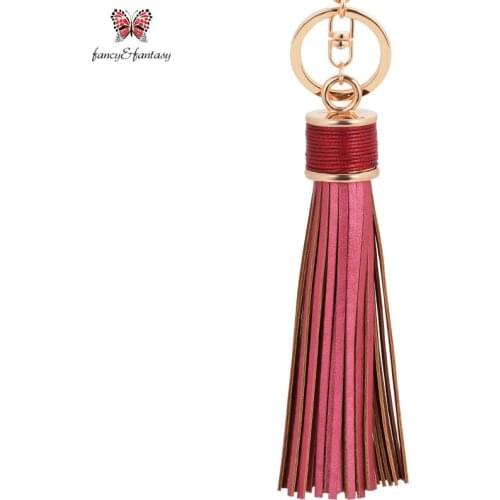 Simple Luxury Pu Leather Long Tassel Key Chain Women Keychain Charms Bag Pendant Alloy Car Key Ring Chain Holder Jewelry Llavero