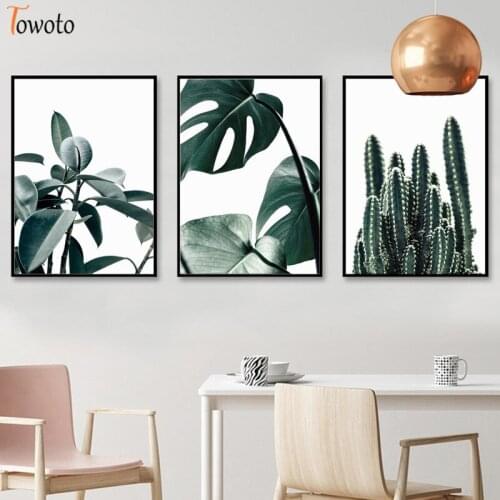 Botanical Prints Green Leaves Canvas Painting Nature Poster Minimalist Wall Art Nordic Decoration Wall Pictures for Living Room