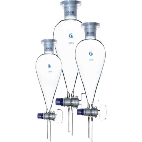 30/100/500/1000ml 19/26 24/29 29/32 Joint Borosilicate Glass Stopcock Chemistry Laborotary Glass Pear Shaped Separatory Funnel