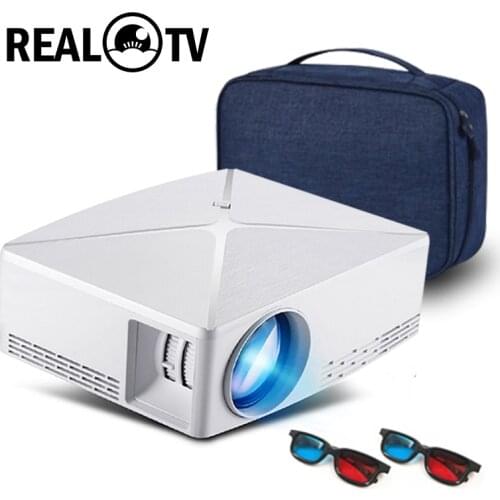 REAL TV C80/C80UP LED HD MINI Projector Android WIFI Proyector Portable USB VGA AV HDMI with gift