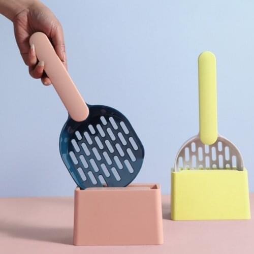 Cats Poop Scoop with Storage Box Cleaning Shovel Kitten Litter Holder Pet Garbage Scoop Lightweight Cleanup Tools