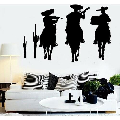 Music Vinyl Wall Stickers Mexico Music Mexicans Riding performance Wall Decal Family Living Room Wall Decoration Poster Z399