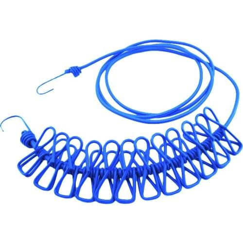 Retractable Clothesline Elastic Washing Line With 12 Clips Home Socks Underwear Clothes Hanger Windproof Stretch Drying Rack