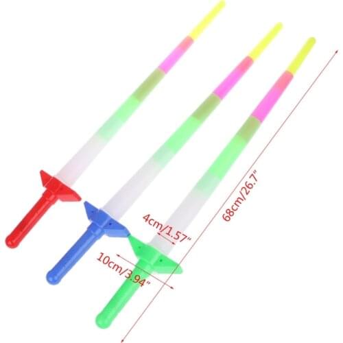 New Rainbow Sword Extendable Light Up Toys Flashing Wands Led Sticks Party J2HD