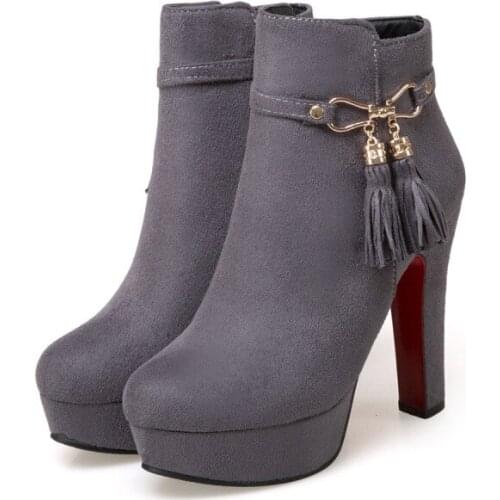 Big Size 9 10 11 12 boots women shoes ankle boots for women ladies boots shoes woman winter Side zipper tassel pendant