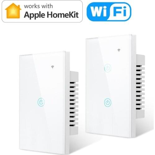 2.4G Homekit WIFI Switch for LED lighting Bulb , smart US Wall touch sensor switch , White crystal glass Switches 1/2Gang 1Way
