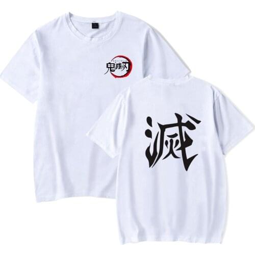 2021 Summer Anime Cartoon Cotton T Shirt Men Women T Shirt Harajuku Demon Slayer Hip Hop Kimetsu No Yaiba Casual Clothes