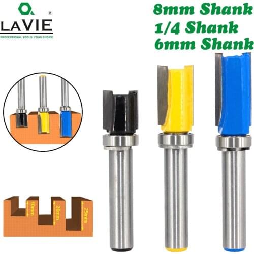 3pcs 8mm6.35mm6mm Shank Flush Trim Router Bit Pattern Bit Top Bottom Bearing 1/2" Blade Template Wood Milling Cutter Carpenter
