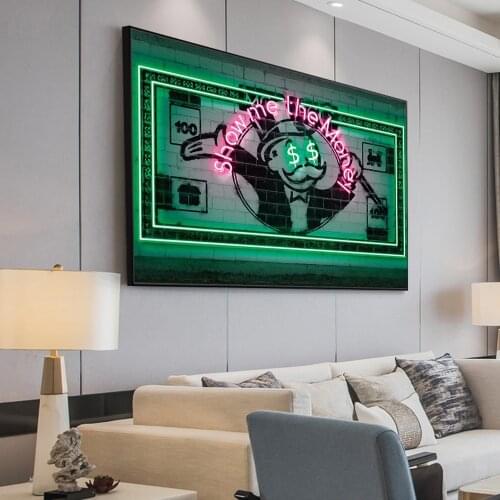 Alec Graffiti Show Me The Money One Hundred Dollars Posters and Prints Nordic Canvas Painting Wall Art Living Room Decor Cuadros