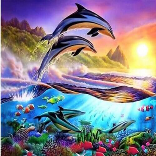 Diamond Embroidery tortoise Diamond Mosaic Full Squarer/Round DIY Diamond Painting Animal dolphin Rhinestone Decor Paintings K57