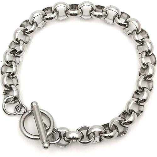 Punk Fashion Stainless Steel Box Chain Bracelets Silver Color For Women Men Stainless Steel Alloy Bracelets Fashion Jewelry