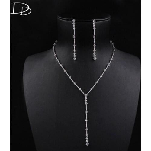 DODO Fashion Women Tassel Earrings For women Shine AAA Zircon Necklace Jewelry Sets For Bridal Anti-allergy Copper Bijoux D15294