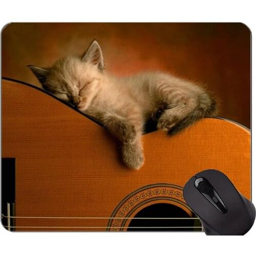 Gaming Mouse Pad Custom,Kitten cute guitar Non-Slip Rubber Base Mousepad