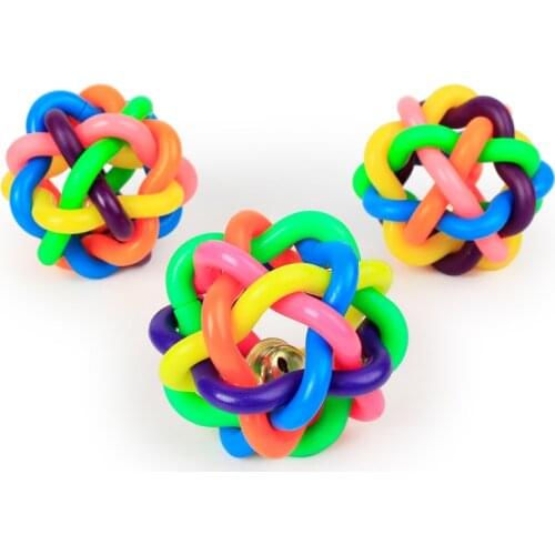 Dog toy ball colorful Rainbow rubber bell Interactive Pet Dogs Cat Toy Pets molar bite Chewing Playing Fetching Nice Balls