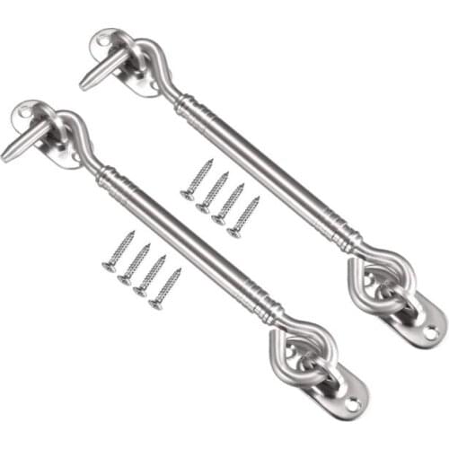 Cabin Hook Eye Latch Gate Door Swivel Window Door Hook Stainless Steel with Mounting Screws 2pcs
