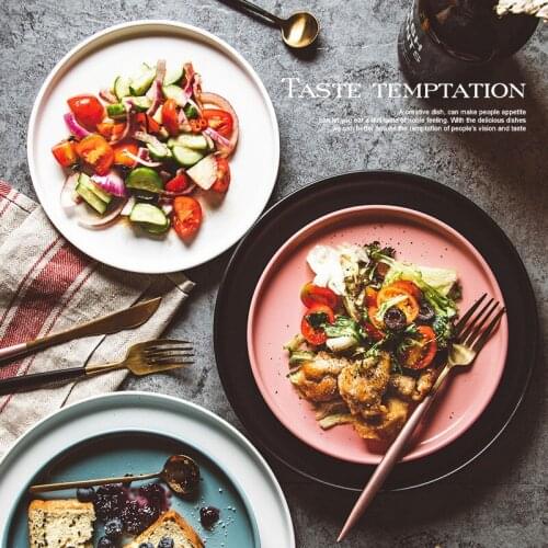 Nordic Tableware Ceramic Plate Creative Personality Matte Glaze Western Food Plate Breakfast Plate Salad Plate Big Steak Plate