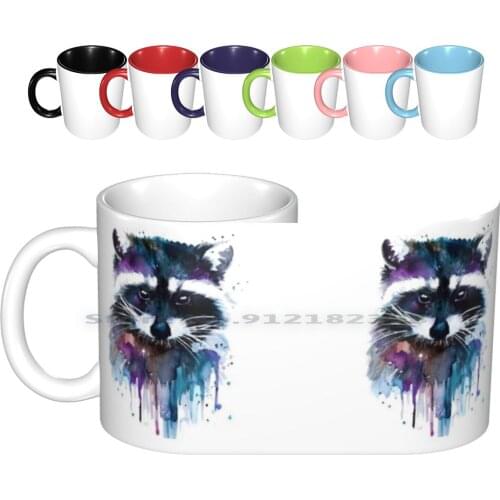 Watercolour Raccoon Ceramic Mugs Coffee Cups Milk Tea Mug Watercolour Popular Raccoon Wild Original Colours Animal Artist