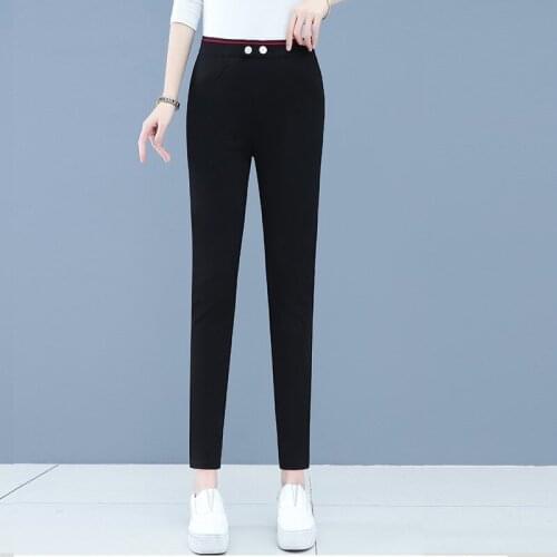 Summer Leggings Plus Size Womens Pants High Waist Elastic Work Capris Slim Skinny Stretchy Pencil Pants Balck Femme Pantalon