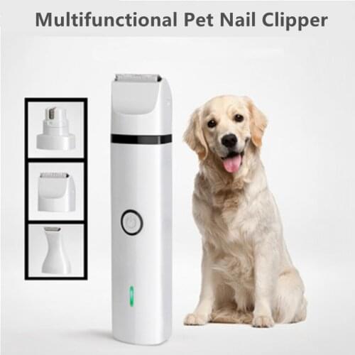 3 in 1 Pet Nail Clipper Set Electric Dog Nail Polisher USB Charging Cats Claw Grinder Pet Hair Pusher Animals Grooming Trimmer