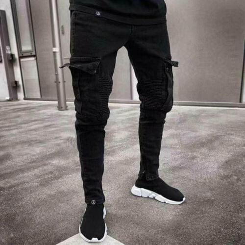 Man Slim Fit Pants Solid Color Pleated Straight Casual Pencil Jogger Cargo Pants Work Trousers Plus Size S-3XL
