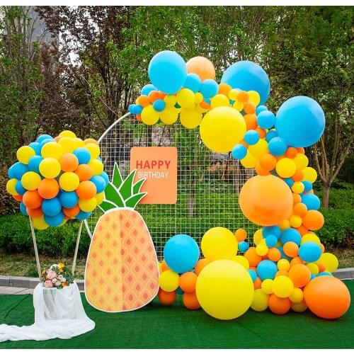 DIY Party Balloon Garland Kit 129 Pcs Yellow Orange and Blue Balloon Arch Kit Wedding Birthday Graduation Anniversary Decoration