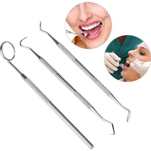 Dentists dental tools set of three stainless steel dental probe red gun dental cleaner accessories dental calculus remover