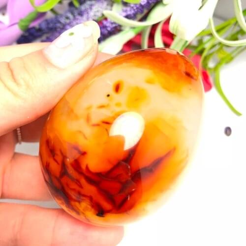 Natural Colorful Red Agate Egg Polished Quartz Crystal Healing stones