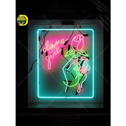 NEON SIGN For Hand with Rose light lampara neon sign Money Exchange Sign Windows Garage Wall Sign Neon Bulbs Decorative Sailing
