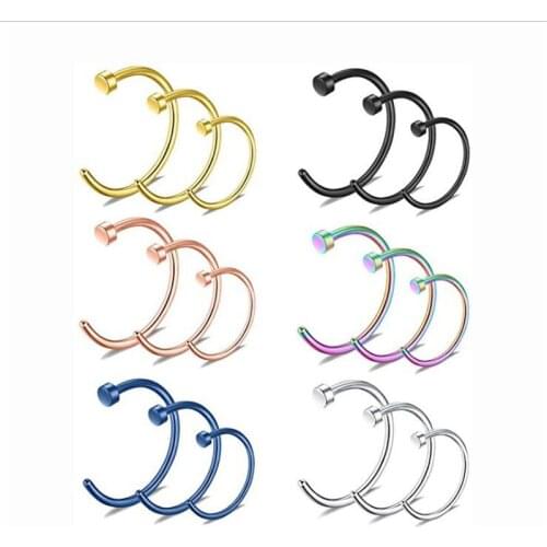 18Pcs/lot New U Shaped Fake Nose Ring Hoop Septum Rings Stainless Steel Nose Piercing Fake Piercing Pircing Jewelry