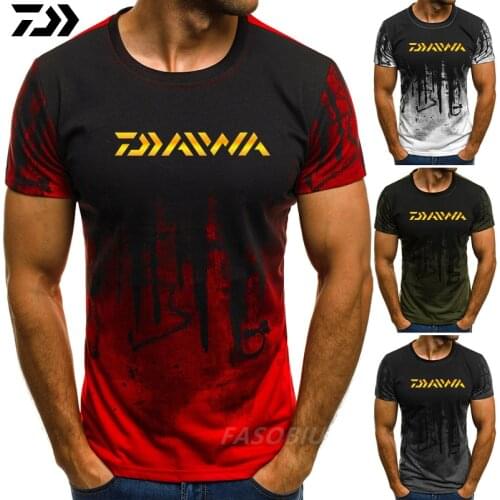 Daiwa Fishing Clothing Men Sport T Shirt Cotton Breathable Fishing Shirt Short Sleeve T-shirts Outdoor Casual Top Fishing Tshirt