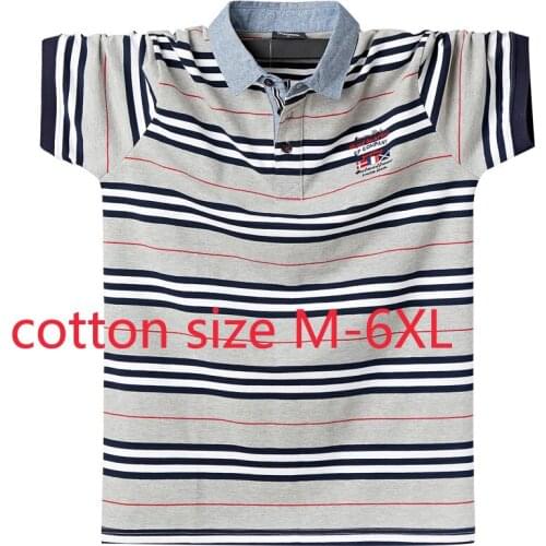 New Arrival Fashion Super Large Summer Short Sleeve Stripe Polo Cotton Casual Striped Wide-waisted Plus Size MLXL2XL3XL4XL5XL6XL