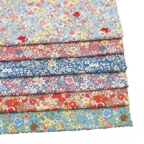Half Meter Vintage Small Floral Printed Cotton Poplin Thin Fabrics for Sewing Clothes Bags Handicrafts Home Decor DIY Accessory