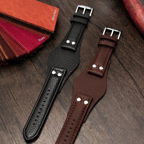22mm Genuine Leather Watchband strap With mat for fossil CH2891 CH3051 CH2564 CH2565 watch band handmade mens leather bracelet