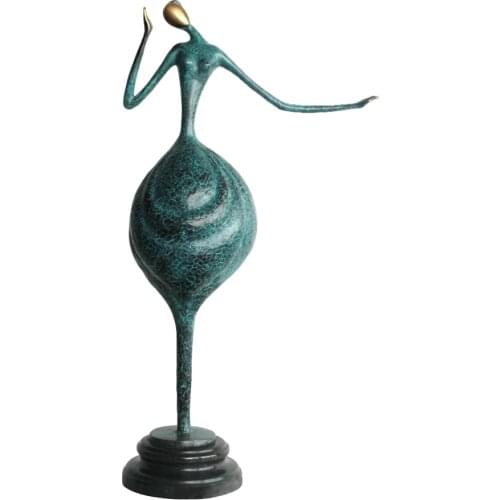Modern Abstract Girl Art Bronze Sculpture Means "Morning Maiden" Hot Casting Greenish Bronze Statue Figurine Girl Gifts