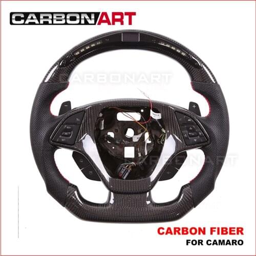 LED race display 100% Real Carbon Fiber Steering Wheel for cama-ro Carbon Fiber Flat Bottom Steering Wheel For cama-ro