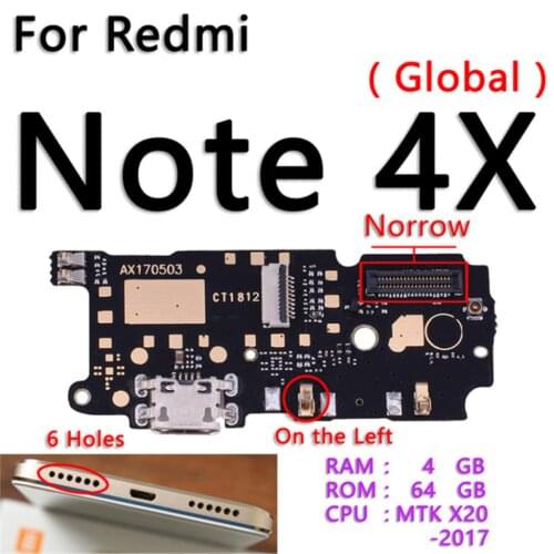 USB Charger Board Port Connector Mic PCB Dock Charging Flex Cable For XIAOMI Redmi NOTE 4X Global Version