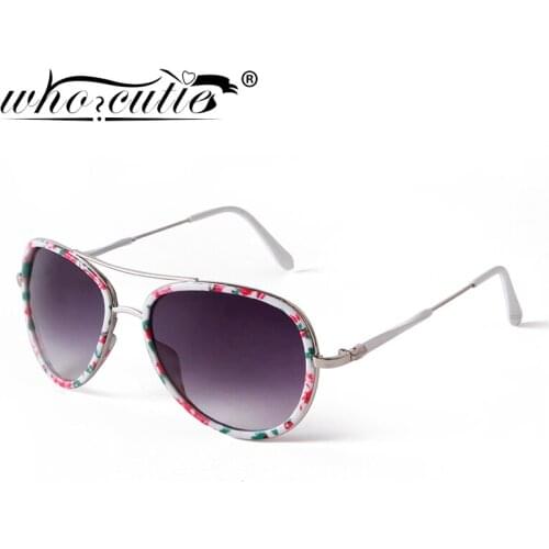 WHO CUTIE New Fashion White Printing Metal Frame Sunglasses Men Brand Design Retro Flat Top Women Sun Glasses Shades Female S469